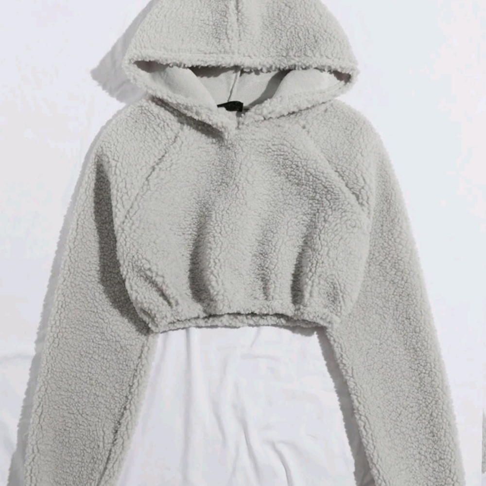 Cropped teddy hoodie
